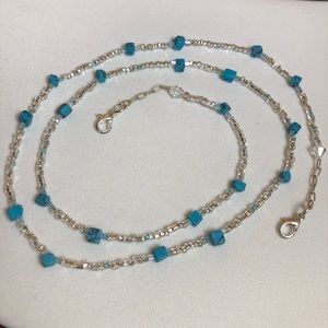 Face Mask Blue Beads Necklace